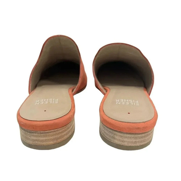 Eileen Fisher Dion Suede Mule Persimmon Slip Ons Lightly Padded Shoes Coral 6 - Picture 5 of 9